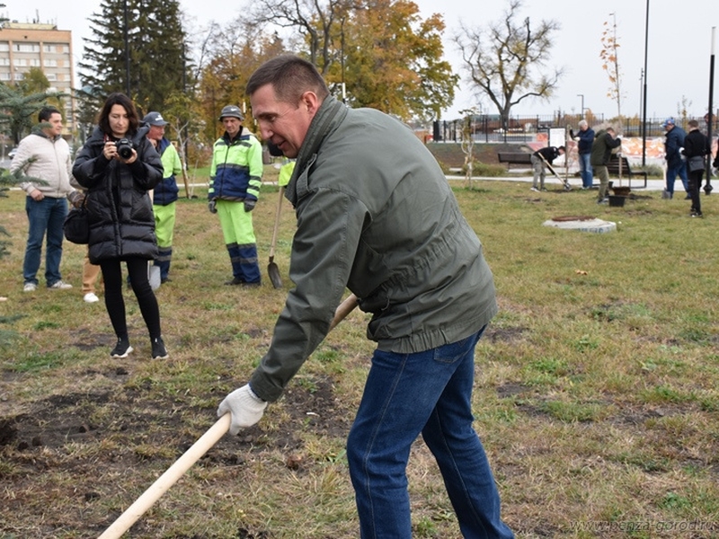 Участники субботника высадили деревья и кустарники в центре Пензы