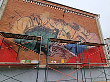 Мурал по мотивам созданной на ВДНХ картины начали рисовать в Краснодаре