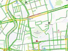 Скопление транспорта отмечено утром 19 мая на Большой Черкизовской улице