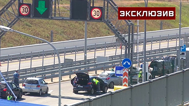 Опубликованы кадры досмотра автомобилей правоохранителями на Крымском мосту