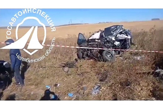 На Урале Kia врезалась в грузовик и вылетела с дороги
