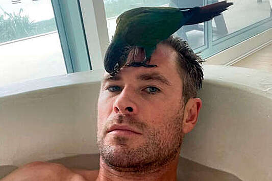 Звезда "Тора" снялся в ванне с попугаем на голове