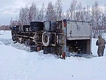 Под Новосибирском несколько фур съехали в кювет