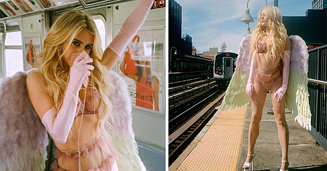 Модель воспользовалась карантином, чтобы сделать эротическую фотосессию в метро Нью-Йорка
