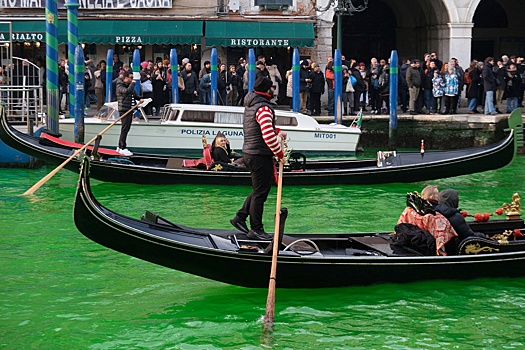 Экоактивисты сделали ярко зеленым Гранд-канал в Венеции