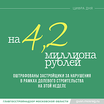 На 4,2 миллиона рублей оштрафовали застройщиков Подмосковья на этой неделе