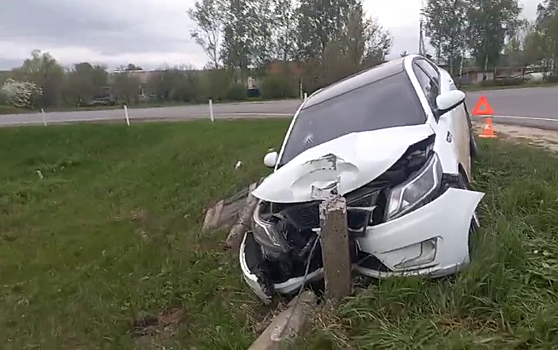 Водитель иномарки не справился с управлением и влетел в столб в Лукояновском районе