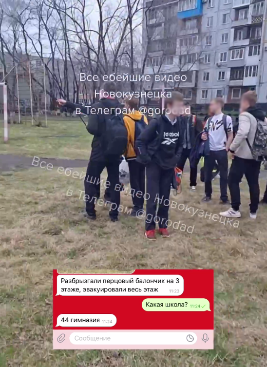 Ученики новокузнецкой школы эвакуировались из-за распыленного перцового баллончика