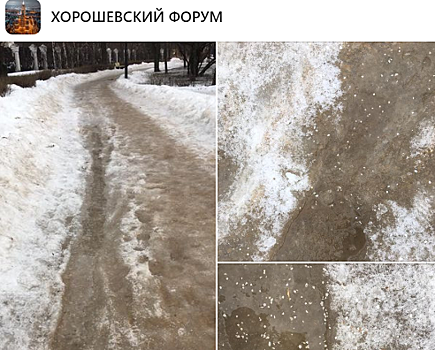 С дорожек в Чапаевском парке реагенты убирают вручную