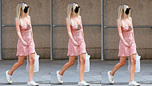 Блондинка Эмили Ратаковски гуляет по Лос-Анджелесу в очень (!) маленьком платье, которое сочетает с простыми кедами