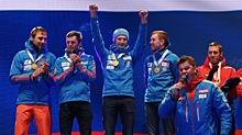 Российские биатлонисты впервые с 2008 года завоевали золото ЧМ в эстафете