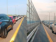 Двухчасовая очередь из автомобилей скопилась на подходе к мосту в Крым