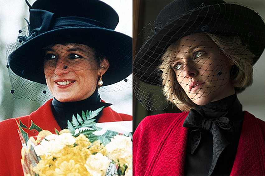 Кажется, никто кроме кастинг-директора, не верил, что "пацанка" Кристен Стюарт сможет хоть чем-то быть похожей на благородную Леди Ди в фильме Пабло Ларраина "Спенсер" . Но только взгляните на это! Будто бы перед нами две Принцессы Дианы.