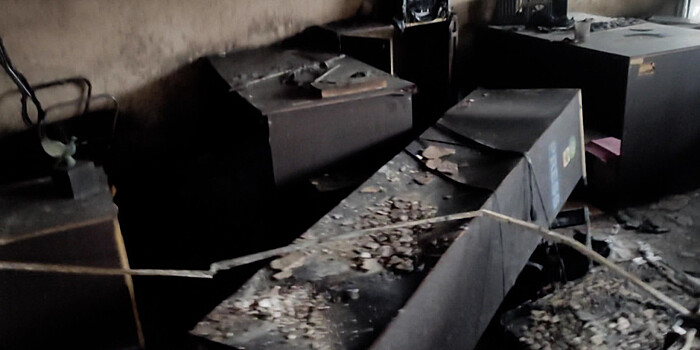 После погрома: корреспонденты «МИР 24» увидели сгоревший филиал телекомпании в Алматы