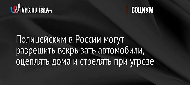 Полицейским могут разрешить вскрывать автомобили и оцеплять жилье