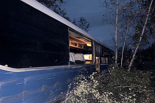 В Челябинской области автобус съехал с дороги и врезался в дерево