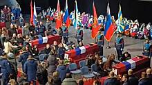 Церемония прощания с погибшими членами экипажа Ил-76 проходит в Оренбурге