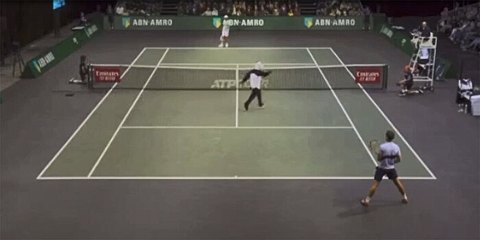 В квалификации в Роттердаме на корт выбежал человек в костюме панды