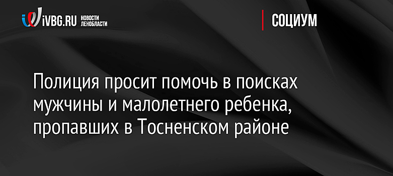 Полиция просит помочь в поисках мужчины и малолетнего ребенка, пропавших в Тосненском районе