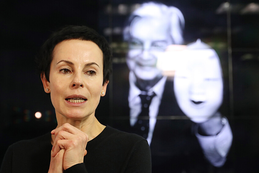 Директор Театра на Таганке Ирина Апексимова во время пресс-конференции, приуроченной к 100-летию со дня рождения режиссера Юрия Любимова, Москва, 31 января 2017 года