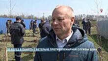На территории пожарной части в селе Кугей Азовского района высадили 55 берез в память о ветеране противопожарной службы