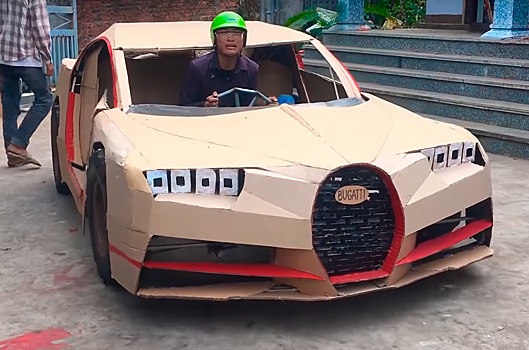 Видео: педальный Bugatti Chiron из картона