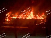 Автобус вспыхнул во время движения в Краснодаре