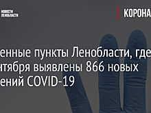 Населенные пункты Ленобласти, где на 15 сентября выявлены 866 новых заражений COVID-19