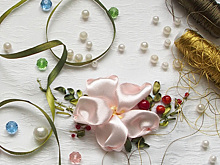 Вышивка лентами для начинающих: миниатюра с цветком