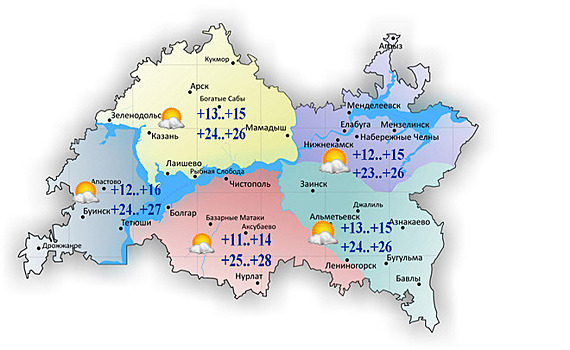 Грозы с усилениями ветра до 15-20 м/с ожидаются в Татарстане