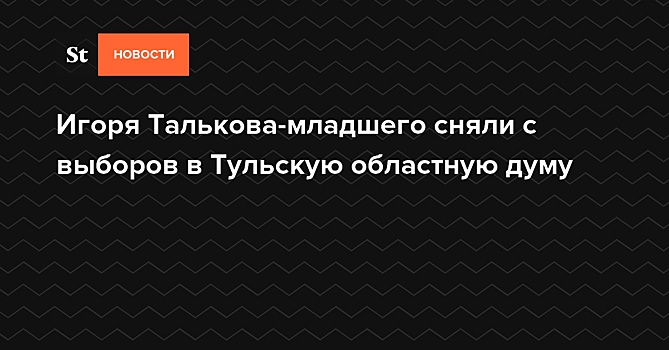 Игоря Талькова-младшего сняли с выборов в Тульскую областную думу