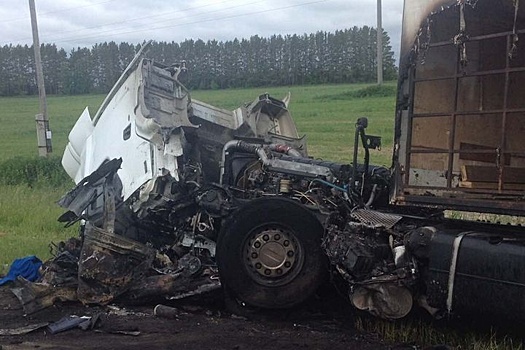 На тюменской трассе после ДТП вспыхнули фура и Audi - двое погибших