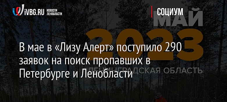 В мае в «Лизу Алерт» поступило 290 заявок на поиск пропавших в Петербурге и Ленобласти