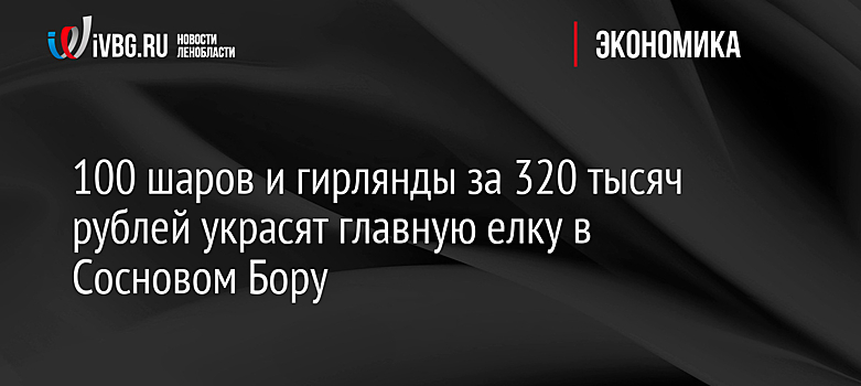 100 шаров и гирлянды за 320 тысяч рублей украсят главную елку в Сосновом Бору