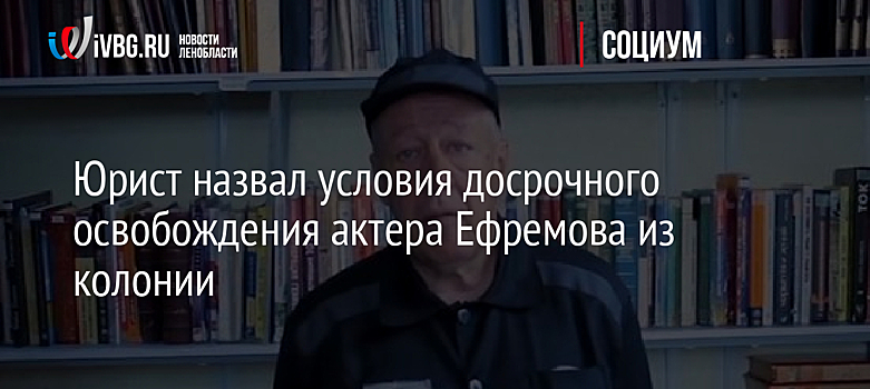 Юрист назвал условия досрочного освобождения актера Ефремова из колонии