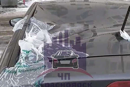 В Красноярске неизвестные скинули пакеты с водой на припаркованные автомобили