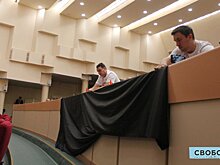 Коммунисты вывесили траурное полотно во время обсуждения бюджета в областной думе