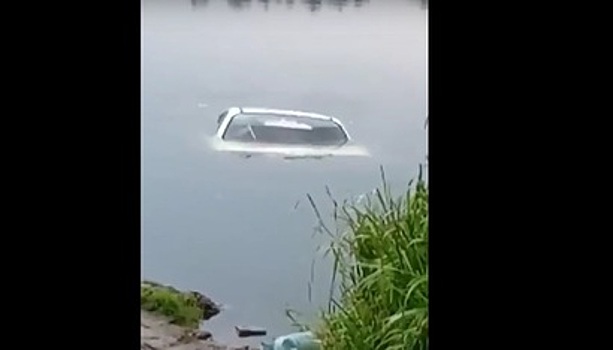 Утром из озера Пеньковое на ул. Коммунистической спасатели достали автомобиль (видео)