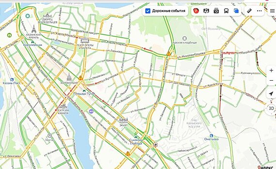 В Казани утром в понедельник наблюдаются пробки в 7 баллов