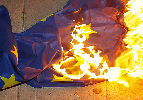 В Киеве активисты сорвали с госучреждений флаги Евросоюза