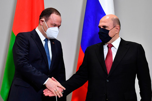 Мишустин встретил премьера Белоруссии в Доме правительства перед началом заседания Совмина