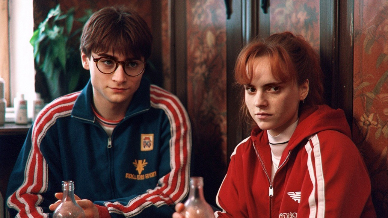 Героев «Гарри Поттера» изобразили в стиле «реальных пацанов» из России 90-х
