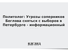 Политолог: Угрозы соперников Беглова сняться с выборов в Петербурге - информационный шум