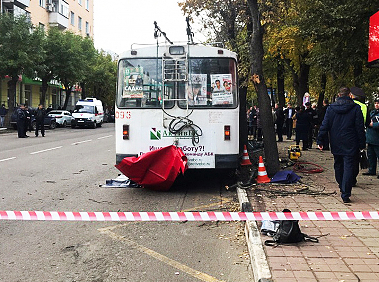 Момент наезда попал на видео. На кадрах с камеры наблюдения в расположенном рядом магазине видно, что троллейбус трогается, а затем движется с нарастающей скоростью, после чего сбивает людей, подходящих к маршрутке, остановившейся во второй полосе. При этом у троллейбуса была открыта только передняя дверь