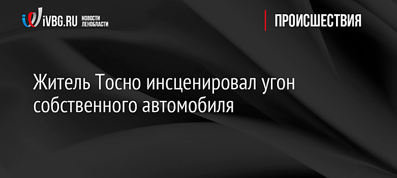 Житель Тосно инсценировал угон собственного автомобиля