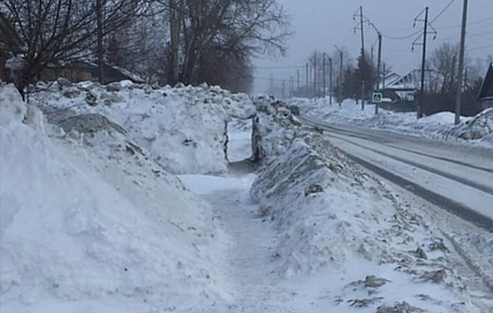 Жители Бийска выкопали снежный тоннель на тротуаре