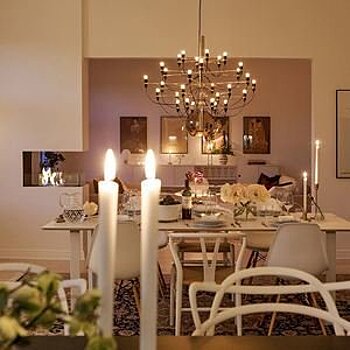 Интерьер с красивым освещением: квартира в Мальме