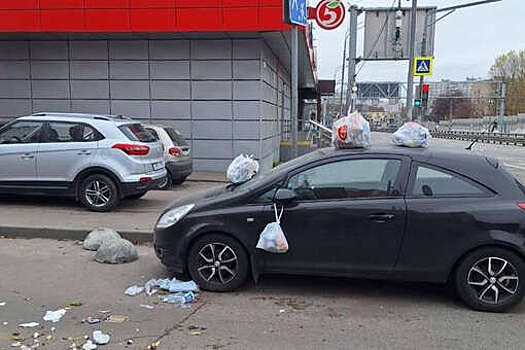 В Москве люди забросали мусором машину из-за неправильной парковки