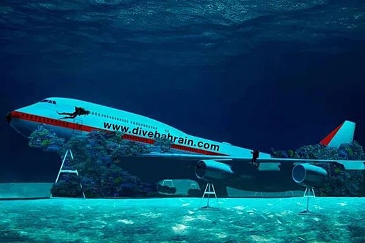 Под крылом самолета о чем-то поет зеленое море: в Бахрейне открыли подводный парк внутри «Боинга»