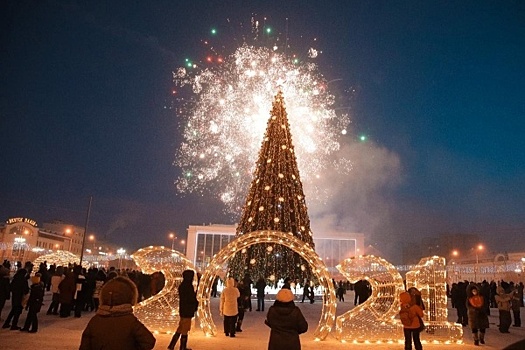 В России зажгли первую новогоднюю ёлку